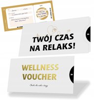 VOUCHER WELLNESS prezent niespodzianka KARNET + ZDRAPKA + ZŁOCENIE +KOPERTA