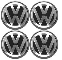 VW VOLKSWAGEN NAKLEJKI EMBLEMATY ZNACZKI LOGO 56mm 4SZT NA KOŁPAKI DEKIELKI
