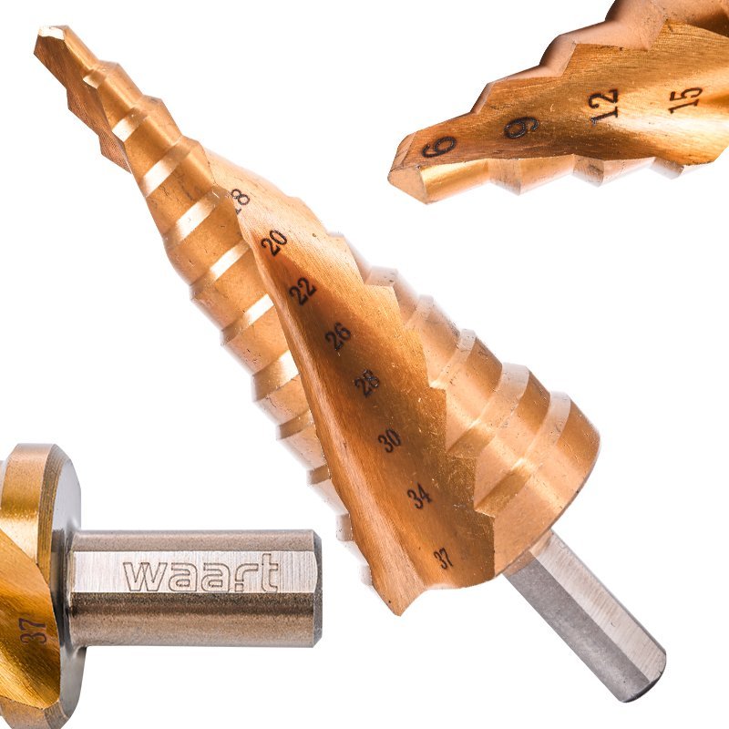 WAART Wiertło stopniowe 6-37mm tytanowane do blachy metalu rozwiertak
