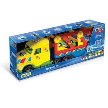 Wader Magic Truck Basic Autoarticolato Con Luci Fluorescenti - 78 Cm, Include 2 Auto Sportive - 5