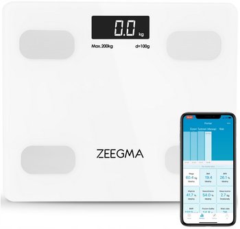 WAGA ŁAZIENKOWA ANALITYCZNA SMART do 200KG 17w1 iOS ANDROID BMI BLUETOOTH - Zeegma