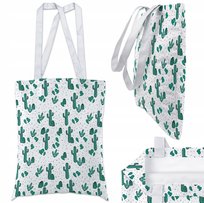 WAKACYJNA TORBA POLIESTROWA W KAKTUSY 38x42 cm TORBA NA ZAKUPY WODOODPORNA