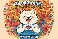 Walentynkowe przygody psa Samoyeda. Kolorowanka dla dzieci - ebook PDF Yukusilek Yuki