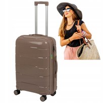 WALIZKA BEŻOWA ŚREDNIA 65X40X25 POJEMNA 62L LEKKA 2,7 KG PODRÓŻNA