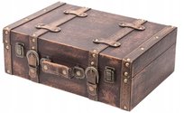 Walizka Drewniana Vintage Klasyczna Dekoracyjna Duża Zamykana z Zamkiem