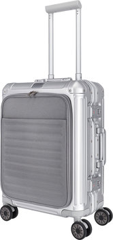 Walizka kabinowa z przednią kieszenią Travelite Next 55 cm srebrna - Travelite