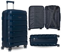 Walizka podróżna bagaż średnia na 4 kółkach M twarda mocna polipropylen Peterson premium granatowa