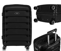Walizka podróżna bagaż twarda kabinowa S mała mocna polipropylen na kółkach Peterson 4 kółka czarna