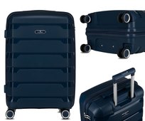 Walizka podróżna bagaż twarda mała S mocna polipropylen na kółkach Peterson 4 kółka granatowa