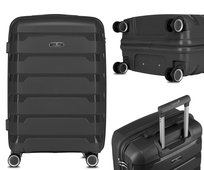 Walizka podróżna bagaż twarda S mała kabinowa mocna polipropylen na kółkach Peterson 4 kółka ciemnoszara