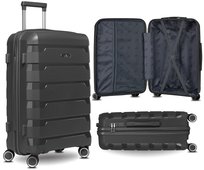 Walizka podróżna twarda bagaż mocna polipropylen średnia M na 4 kółkach premium Peterson ciemny szary