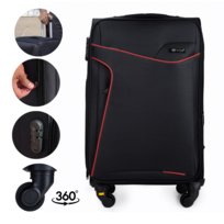 Walizka ŚREDNIA na kółkach podróżna MATERIAŁOWA miękka pojemna Solier Stl1651 Czarno-Czerwona 55 L Solier Luggage