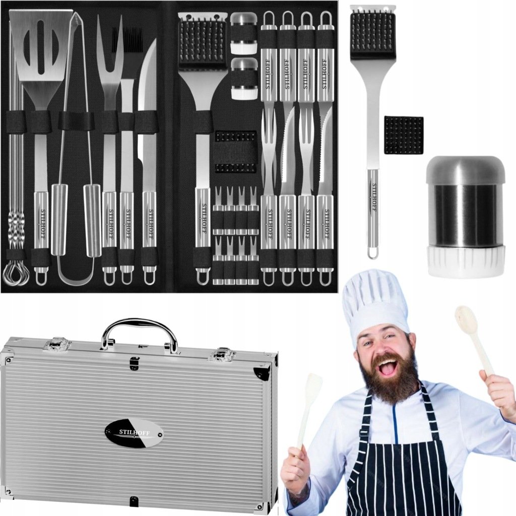 WALIZKA ZESTAW DO GRILLOWANIA AKCESORIA DO GRILLA BBQ 33 SZTUK SZTUĆCÓW