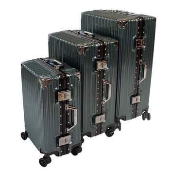 Walizki podróżne twarde z poliwęglanu  z kółkami na kauczuku, zielone, zestaw 3szt. H23082GR - Walizka