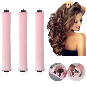 Wałki Lokówki Papiloty Do Kręcenia Włosów Blowout Miękki Aksamit 3 Szt Róż - Deni Carte