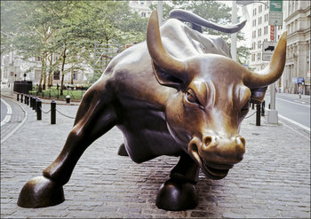 Wall Street charging bull in New York, Carol Highsmith - plakat 100x70 cm - Galeria Plakatu