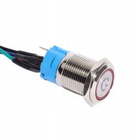 WANDALOODPORNY PRZYCISK 16MM BISTABILNY ON/OFF PODŚWIETLANY z PIORUNEM