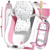 Wanienka składana dla dzieci silikonowa z termometrem dziecięca z poduszką