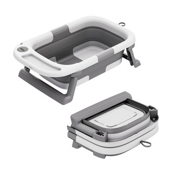 Wanienka składana Tulano Bathe 25, z wbudowanym termometrem, z możliwością zawieszenia na ścianie, Szara - Tulano