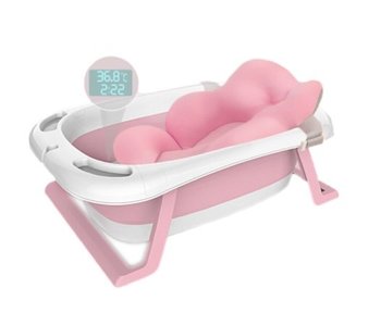 Wanienka wanna dla dzieci składana turystyczna + termometr i poduszka różowa - ikonka
