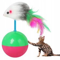 Wańka Wstańka Zabawka Grzechotka dla Kota Piłka z Myszka Piórka 12,5 cm