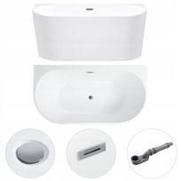 WANNA WOLNOSTOJĄCA PRZYŚCIENNA 170X90 BIAŁA AKRYLOWA UNIWERSALNA + SYFON