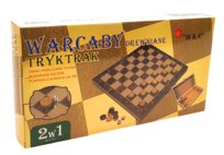 Warcaby Drewniane + Tryktrak 2W1, gra planszowa, W&K