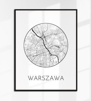 WARSZAWA plakat OKRĄGŁA mapa czarno-biała plan 40x30 cm A3, 6 - Inny producent