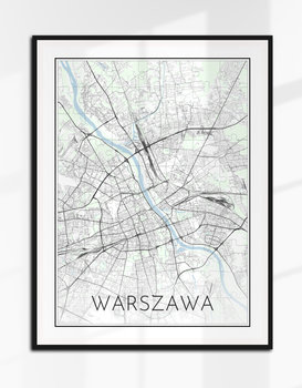 WARSZAWA plakat PUZZLE mapa czarno-biała plan 40x30 A3 - Inny producent