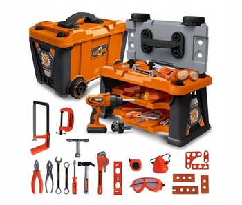 Warsztat dla dzieci zestaw majsterkowicza skrzynka z narzędziami + stolik - domino-toys