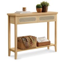 Wąska konsola z rattanowymi szufladami stolik konsolowy boho