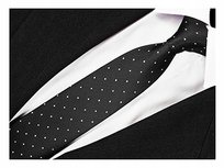 WĄSKI 6cm Krawat Męski Groszki Śledź CZARNY rw52 Rene Chagal