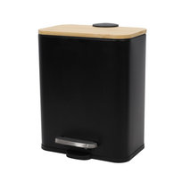 Wąski kosz łazienkowy z bambusem ZETRU, 5 l