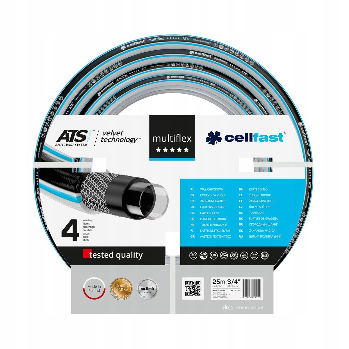 Wąż ogrodowy CELLFAST Multiflex ATS VT 13-220, 3/4', 25 m