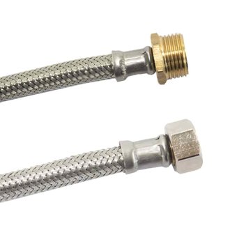 Wąż w oplocie stalowym 1/2 cala, 50cm, do wody pitnej, atest DVGW - Klasebo