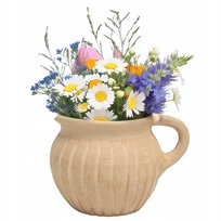 WAZON BEŻOWY TERAKOTA 12cm skandynawski z uchwytem dzbanek na bukiet kwiaty