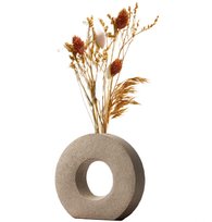 Wazon Ceramiczny Minimalistyczny Geometryczny Okrągły Dekoracja Beżowy