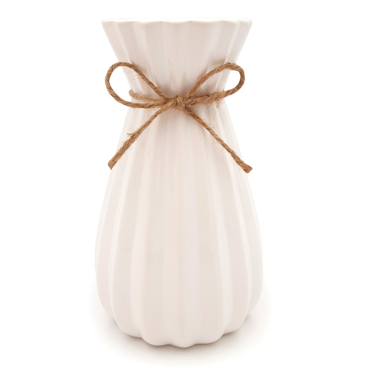 Zdjęcia - Wazon  ceramiczny nowoczesny na kwiaty biały 20 cm