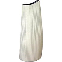 Wazon ceramiczny w kolorze beżowym z brązowym obrz