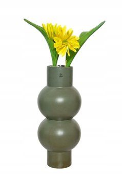 Wazon gliniany na kwiaty dekoracyjny zielony 43 x 19,5 cm - Kaemingk