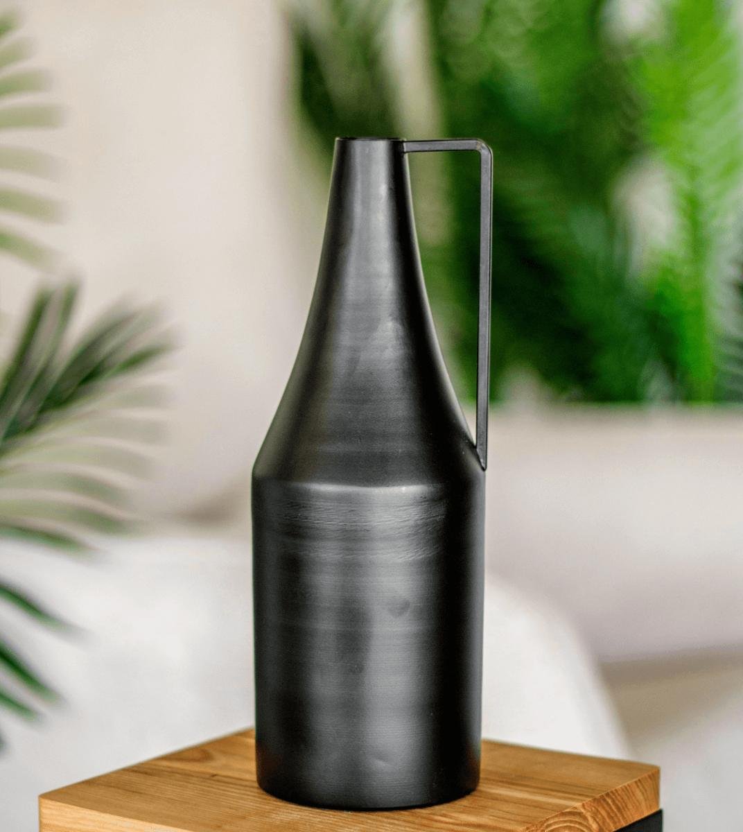 Zdjęcia - Wazon  metalowy czarny butelka 29,5 cm