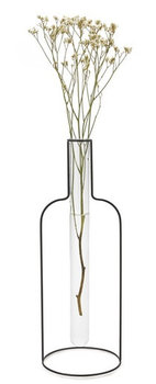 wazon Sylwetka XL 34 x 12 cm szkło/stal w kolorze czarnym - TWM