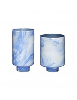 Wazon szklany biało-niebieski s / 2 Hübsch - Hubsch Design