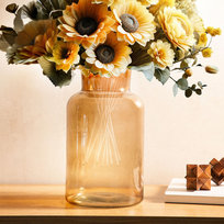 Wazon TENNO szklany beżowy 14,5x14,5x25,5 cm HOMLA