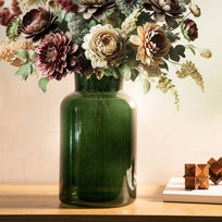 Wazon TENNO szklany zielony 14,5x14,5x25,5 cm HOMLA