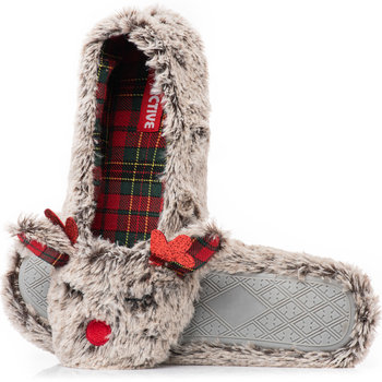 WBS001 Świąteczne balerinki domowe RENIFERY papucie damskie fajny prezent  - 38/39 - ATTRACTIVE