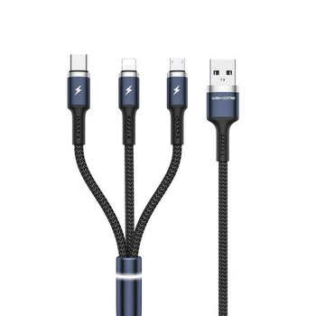 Wekome Wdc-119 Fython Series - Kabel Połączeniowy 3W1 Usb-A Do Lightning + Usb-C + Micro Usb Pd 1.2 M (Czarny) - Inny producent