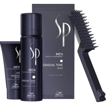 Wella , SP Men Gradual Tone Black zestaw do stopniowej eliminacji siwizny pianka pigmentująca 60ml + łagodny szampon 30ml + szczoteczka - Wella Professionals