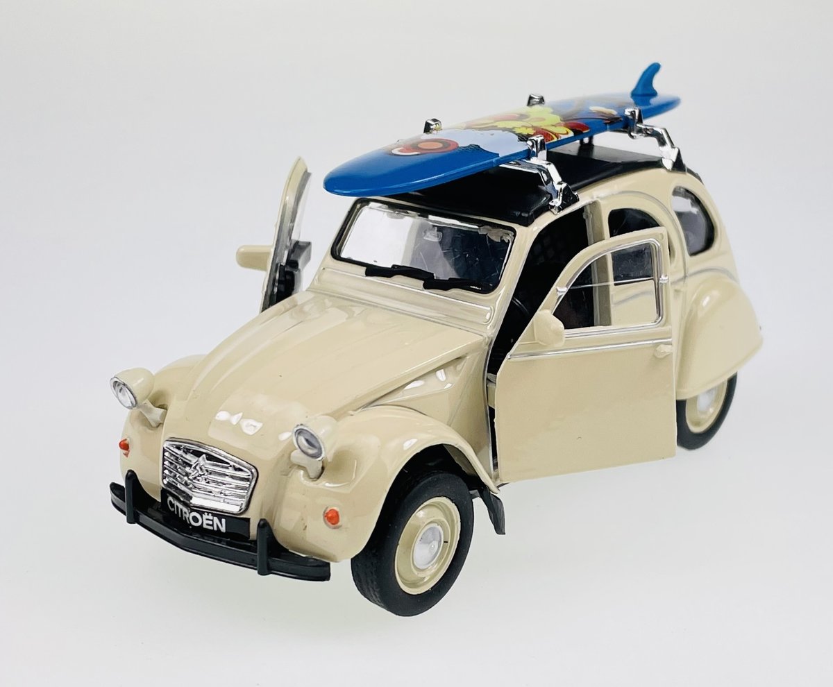 Zdjęcia - Auto dla dzieci Welly Citroen 2Cv Z Deską Beżowy 1:34 Samochód Nowy Metalowy Model 