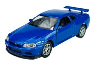 Welly Nissan Skyline Gt-R R34 Niebieski 1:34 Samochód Nowy Metalowy Model